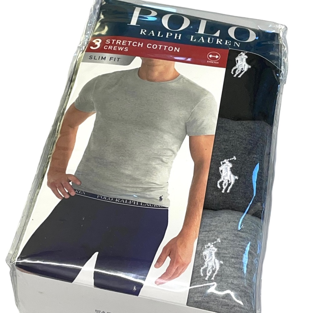 Polo Ralph Lauren Mens T-Shirt Crews Stretch Cotton Slim Fit 3 PK RWCNP3 XL New